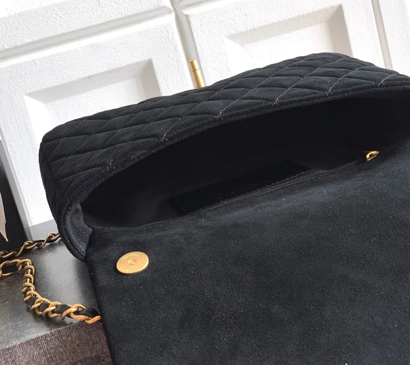Suede Flap Bag
