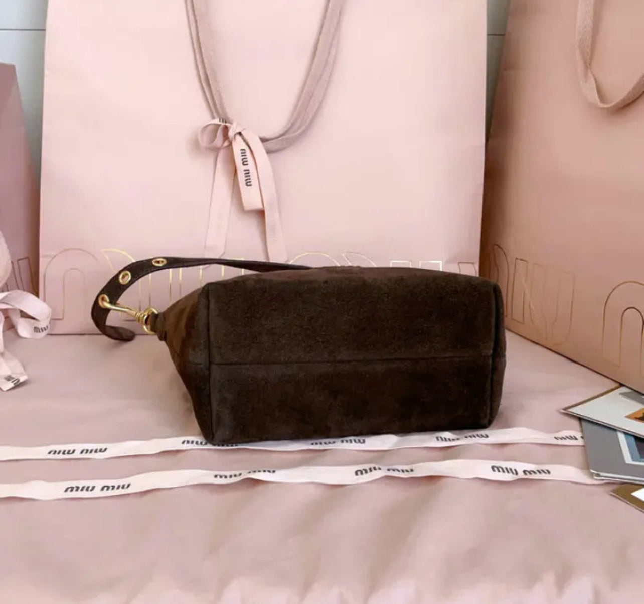 Suede Pouch Bag