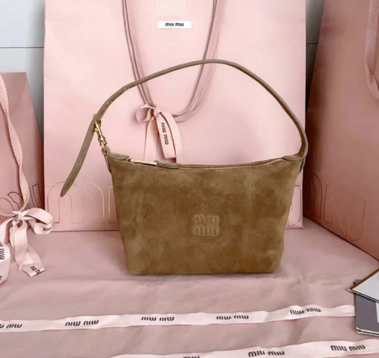 Suede Pouch Bag