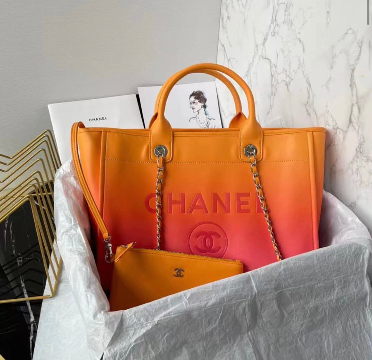 Deauville Ombre Leather Tote