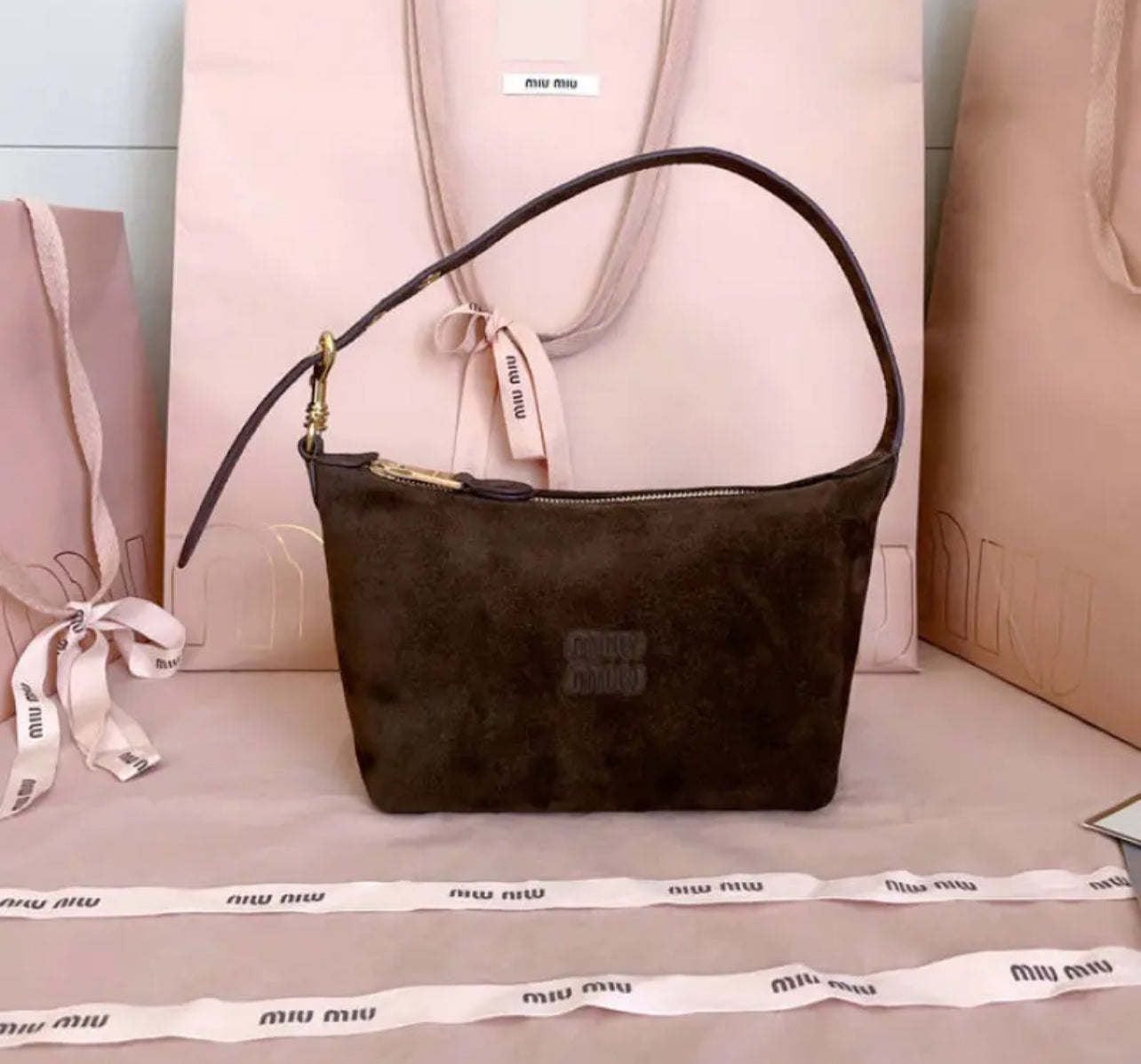 Suede Pouch Bag