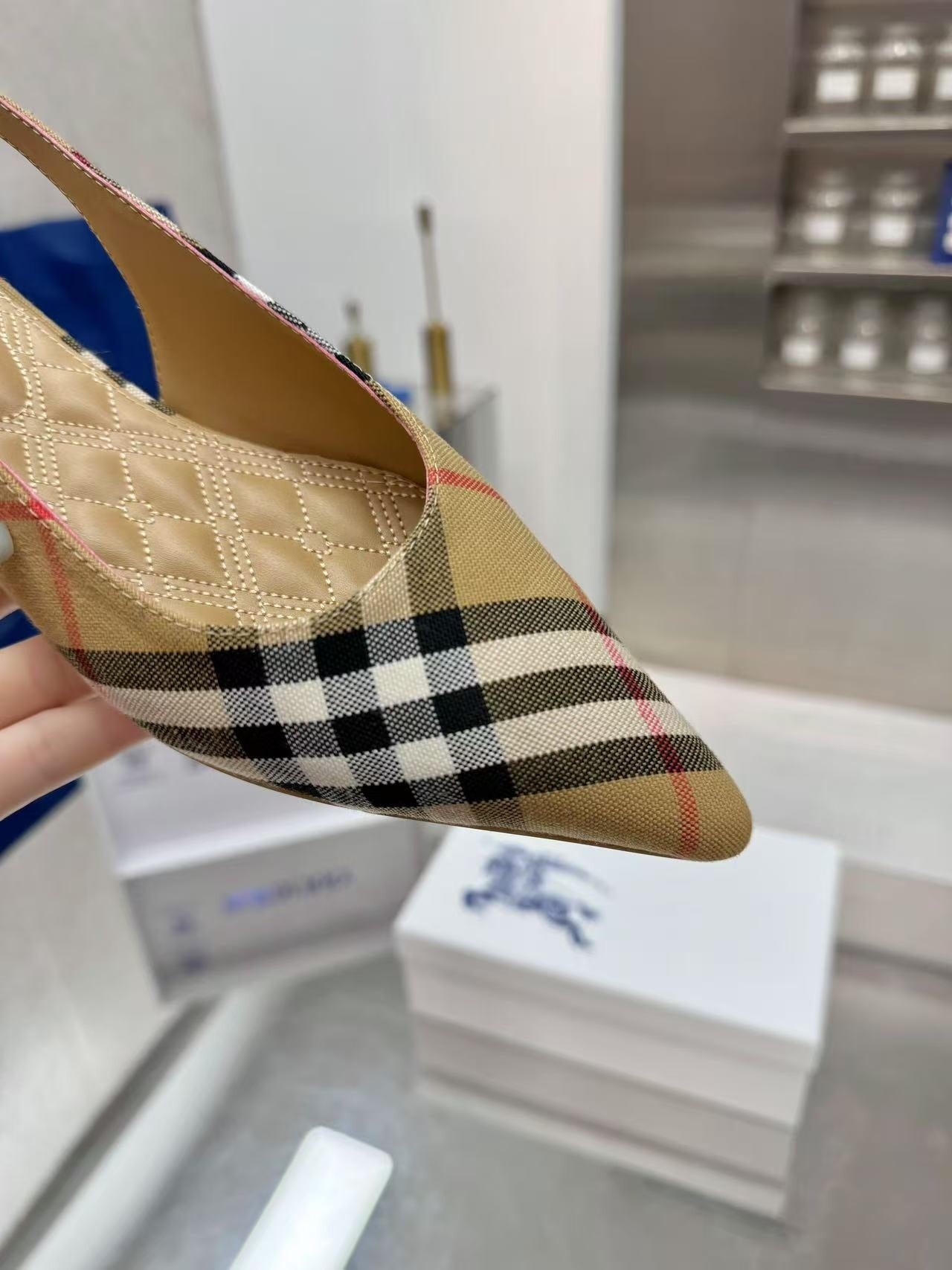 Check Slingback Pumps