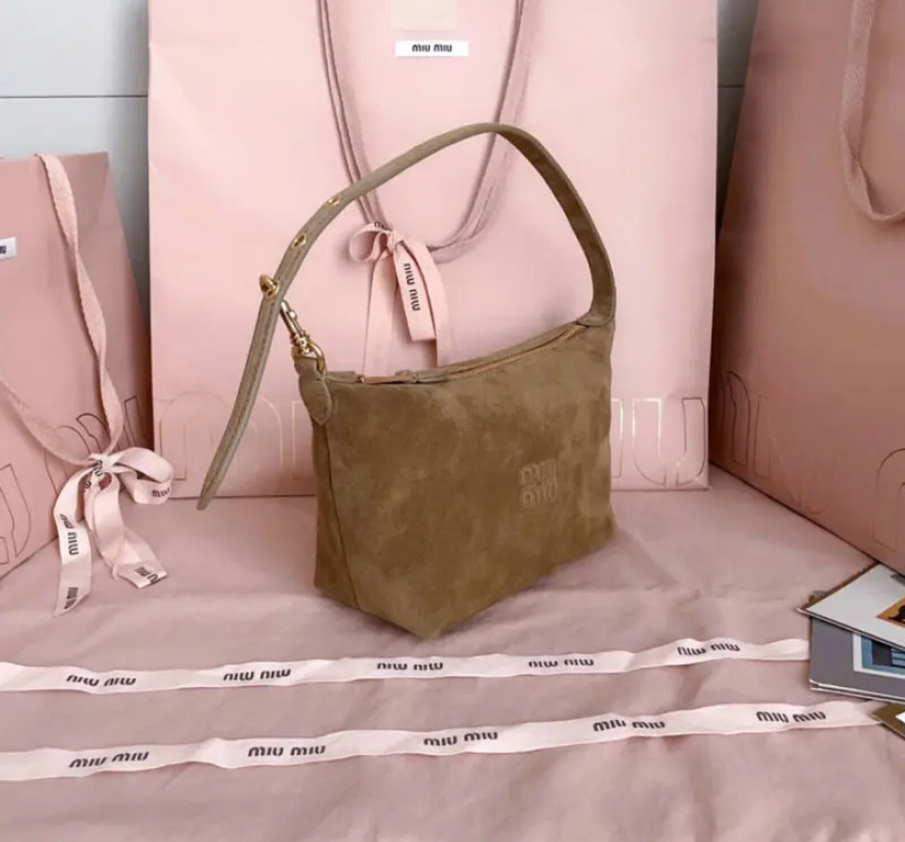 Suede Pouch Bag