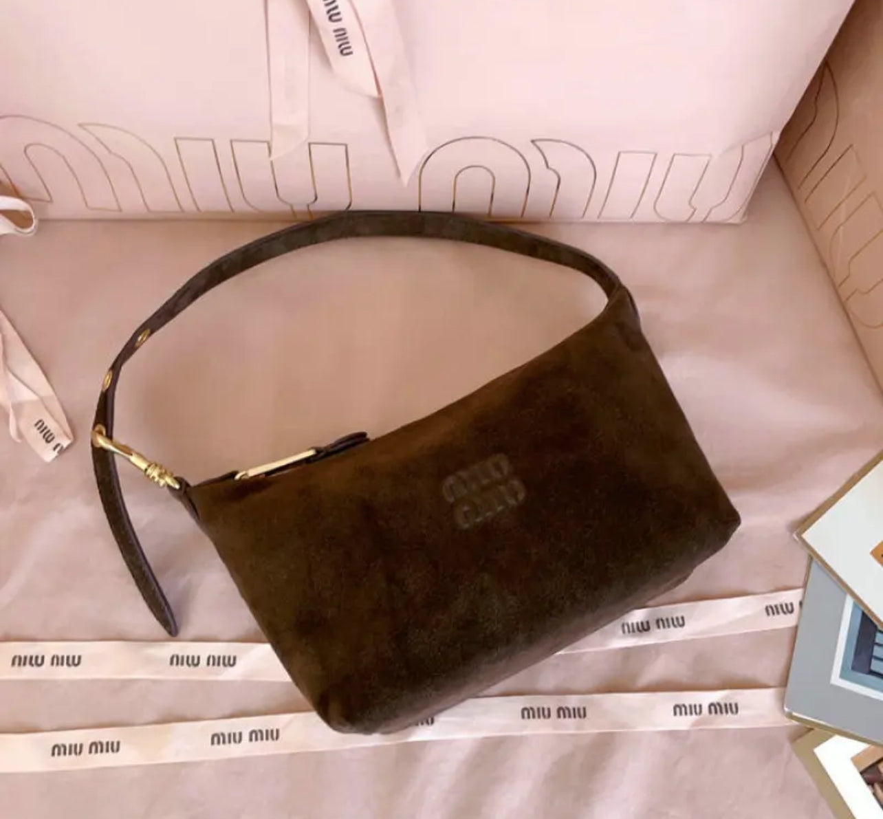 Suede Pouch Bag