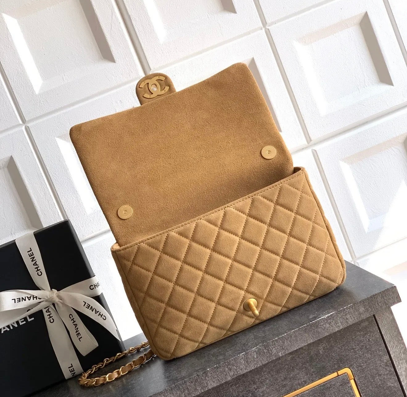 Suede Flap Bag