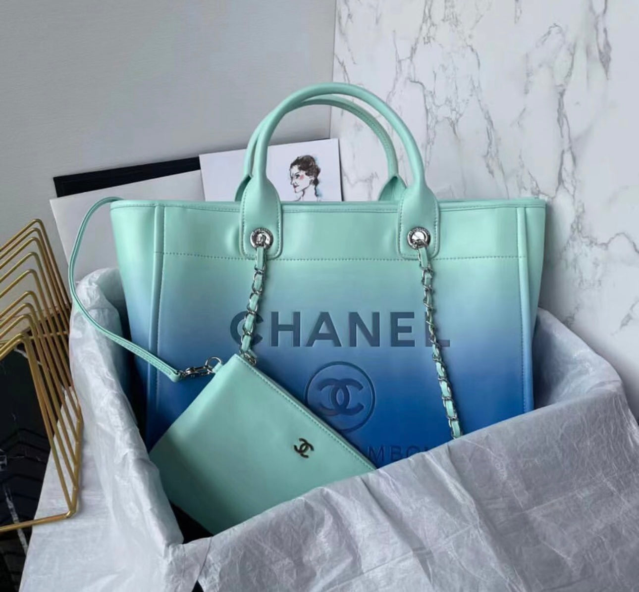 Deauville Ombre Leather Tote