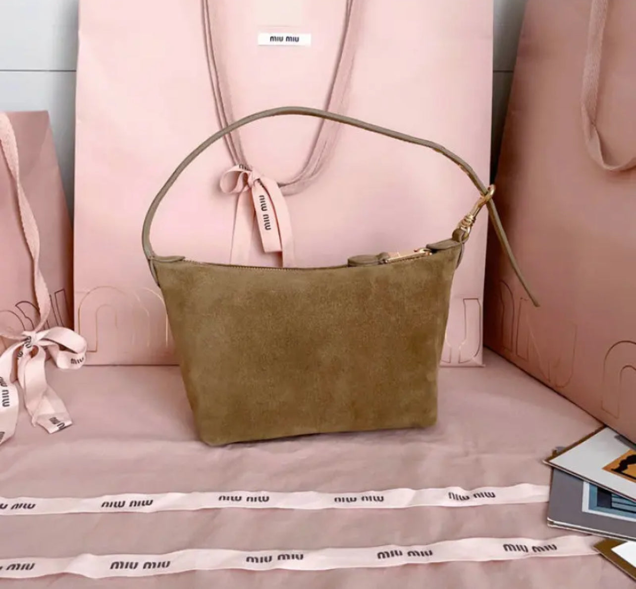 Suede Pouch Bag