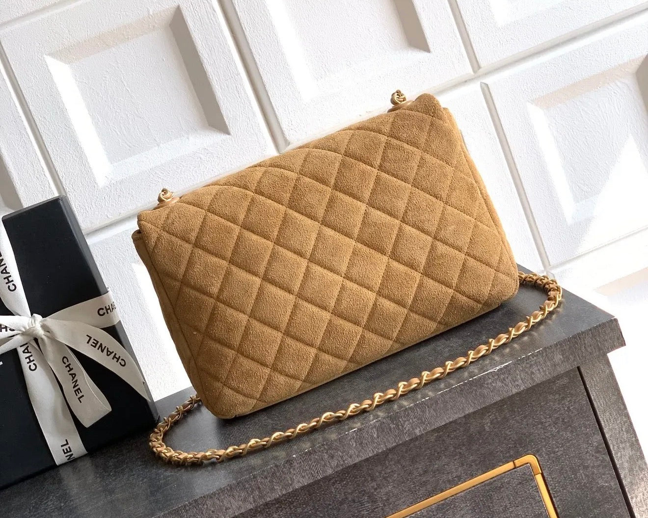 Suede Flap Bag