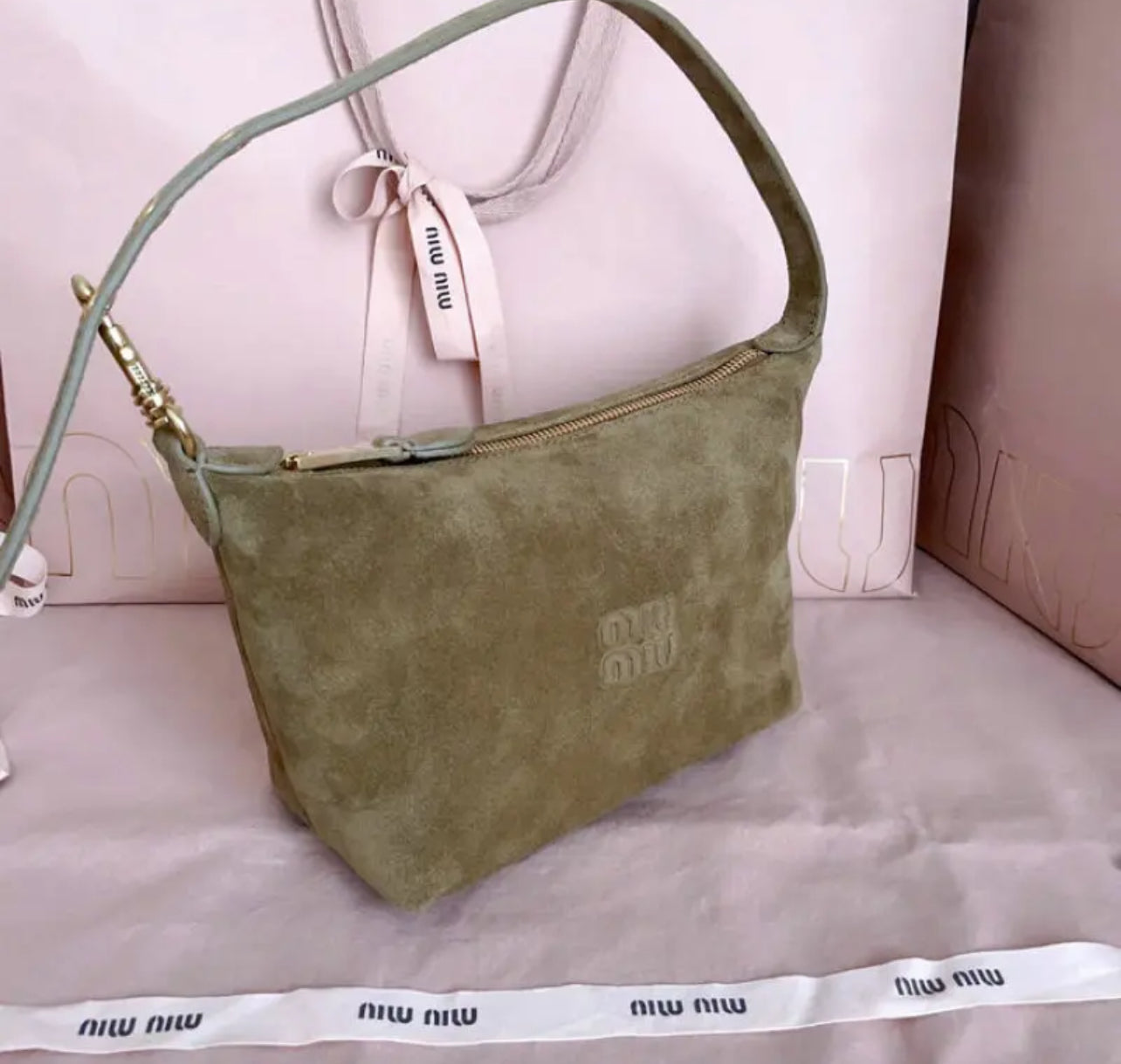 Suede Pouch Bag