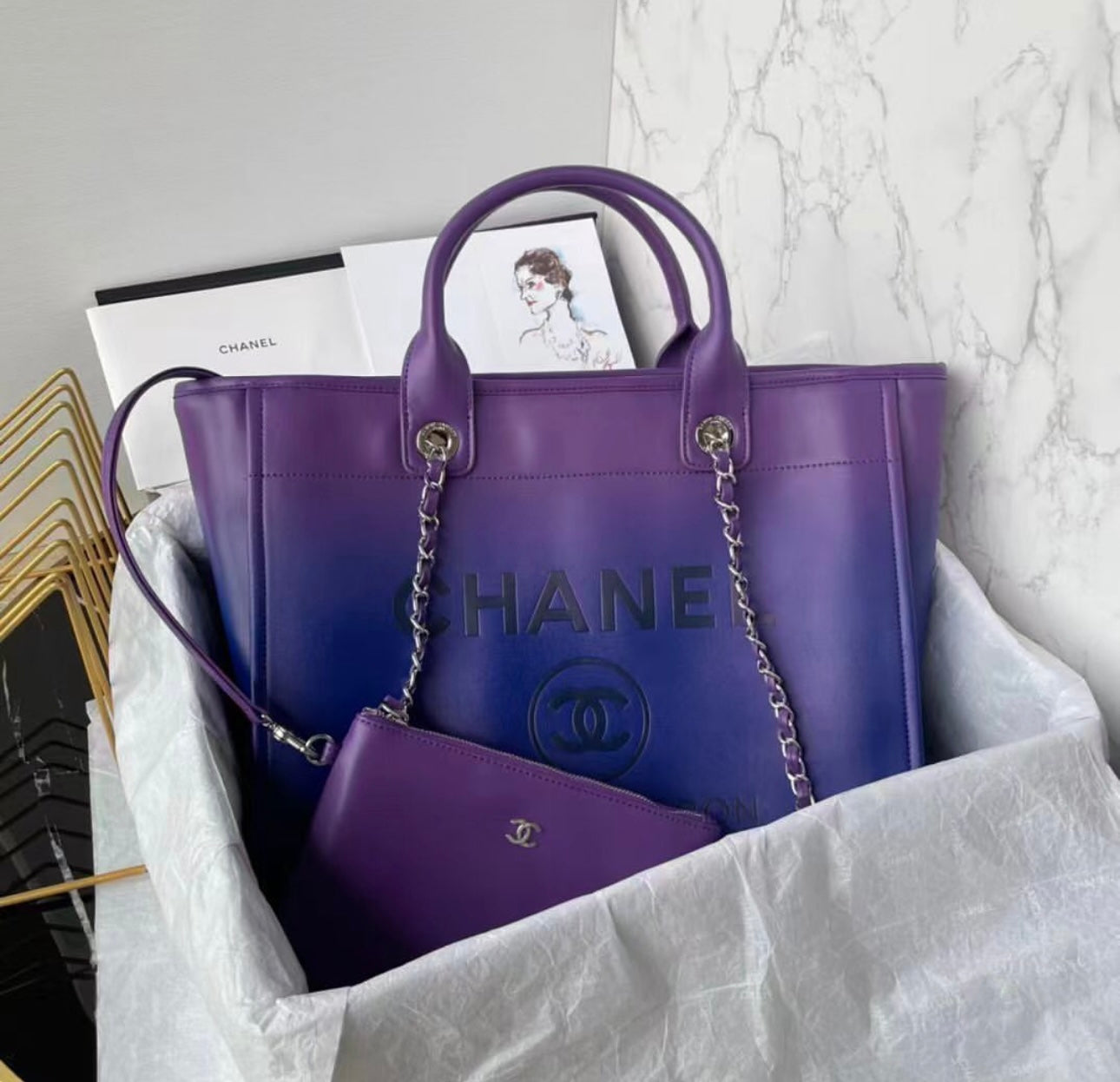Deauville Ombre Leather Tote