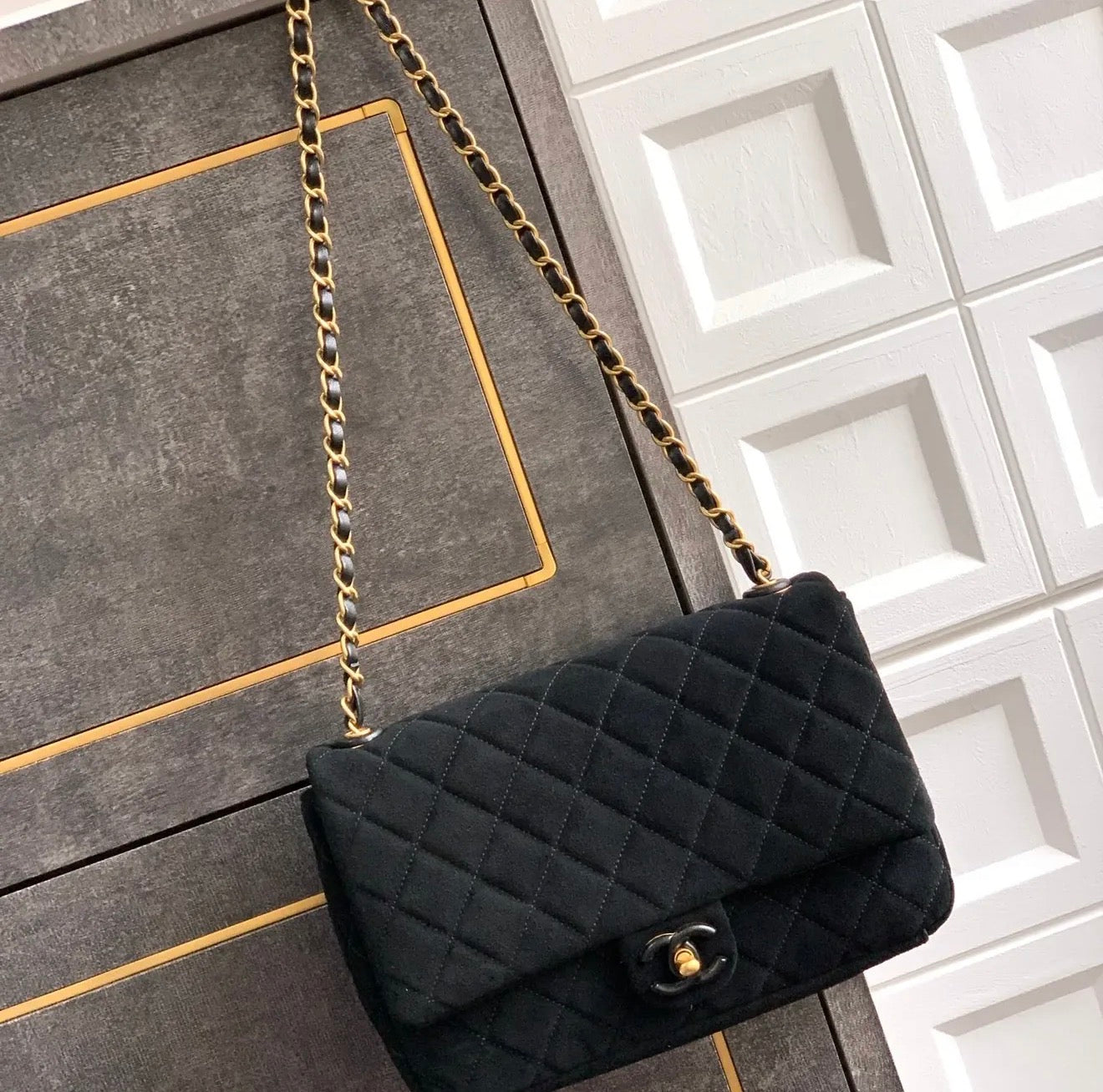 Suede Flap Bag