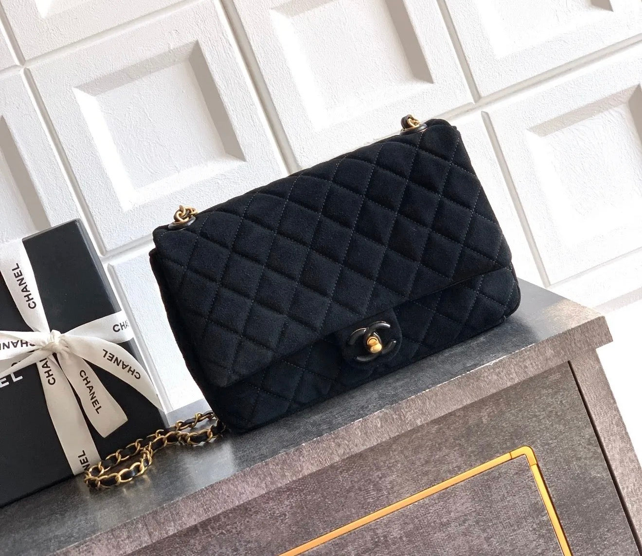 Suede Flap Bag