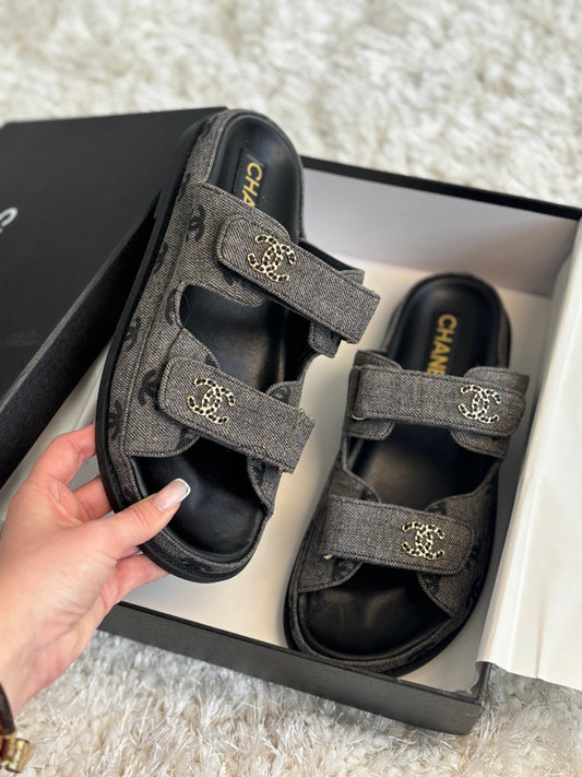 Grey denim sandals