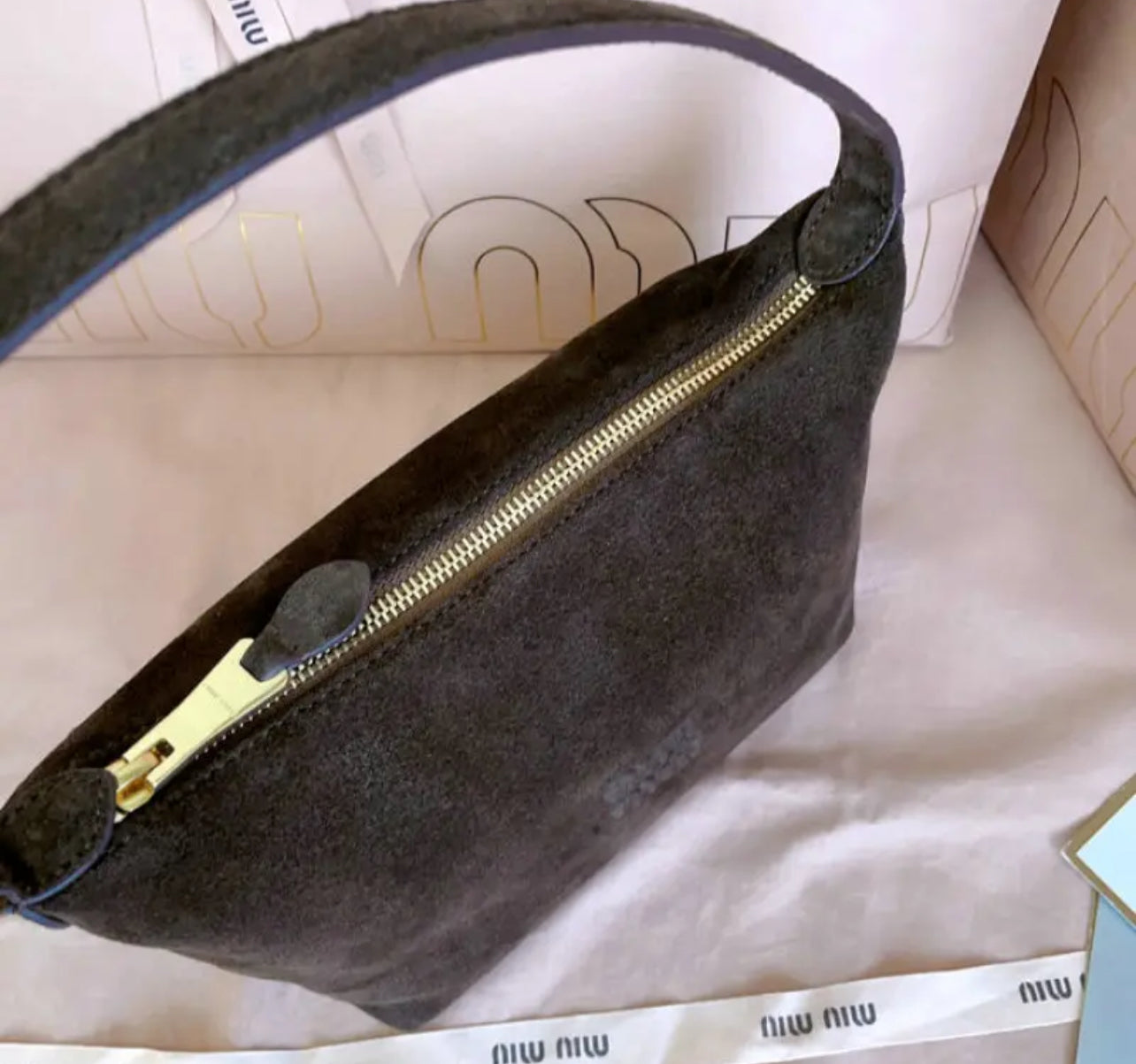 Suede Pouch Bag