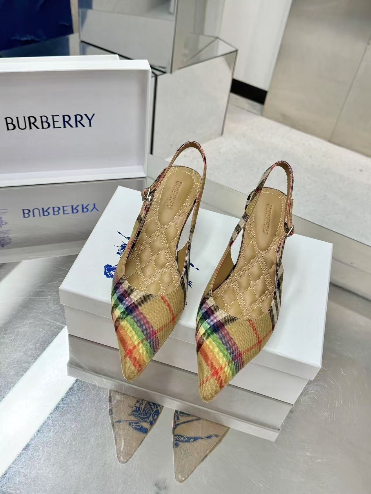 Check Slingback Pumps