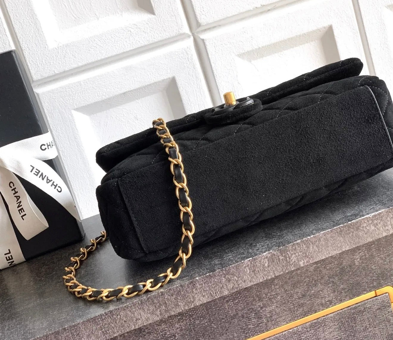 Suede Flap Bag
