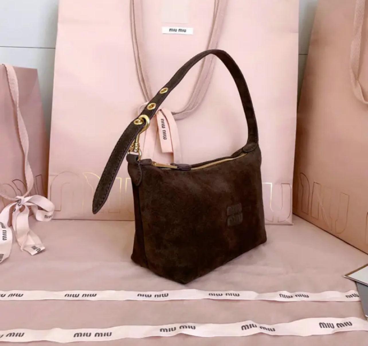 Suede Pouch Bag