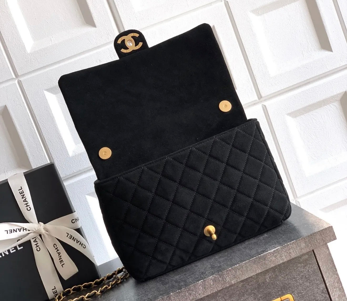 Suede Flap Bag