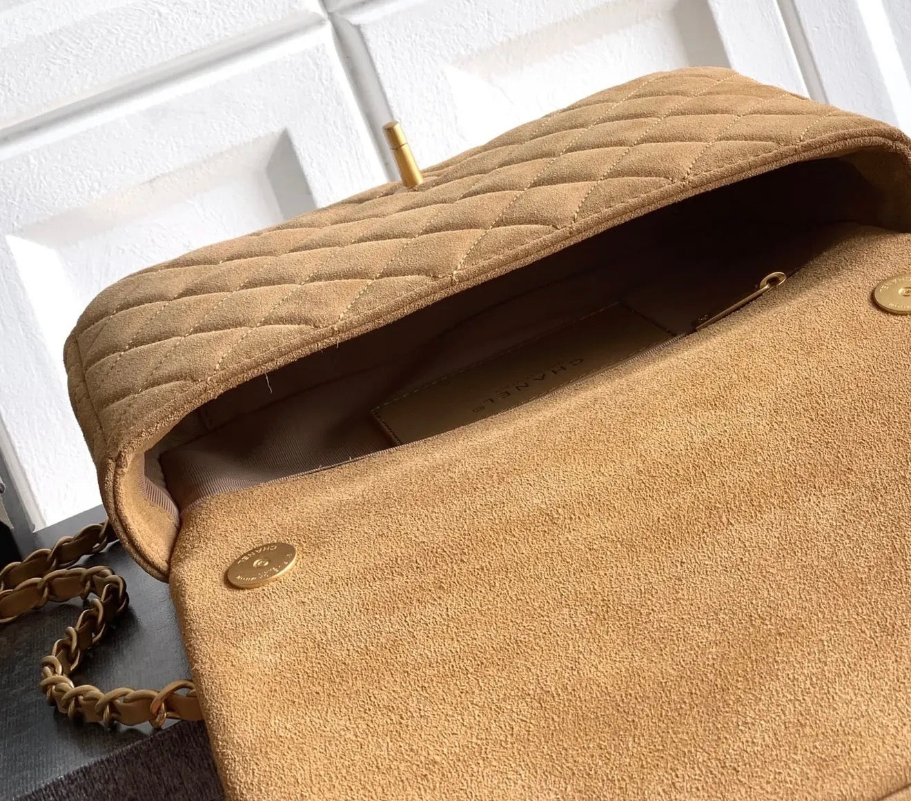 Suede Flap Bag
