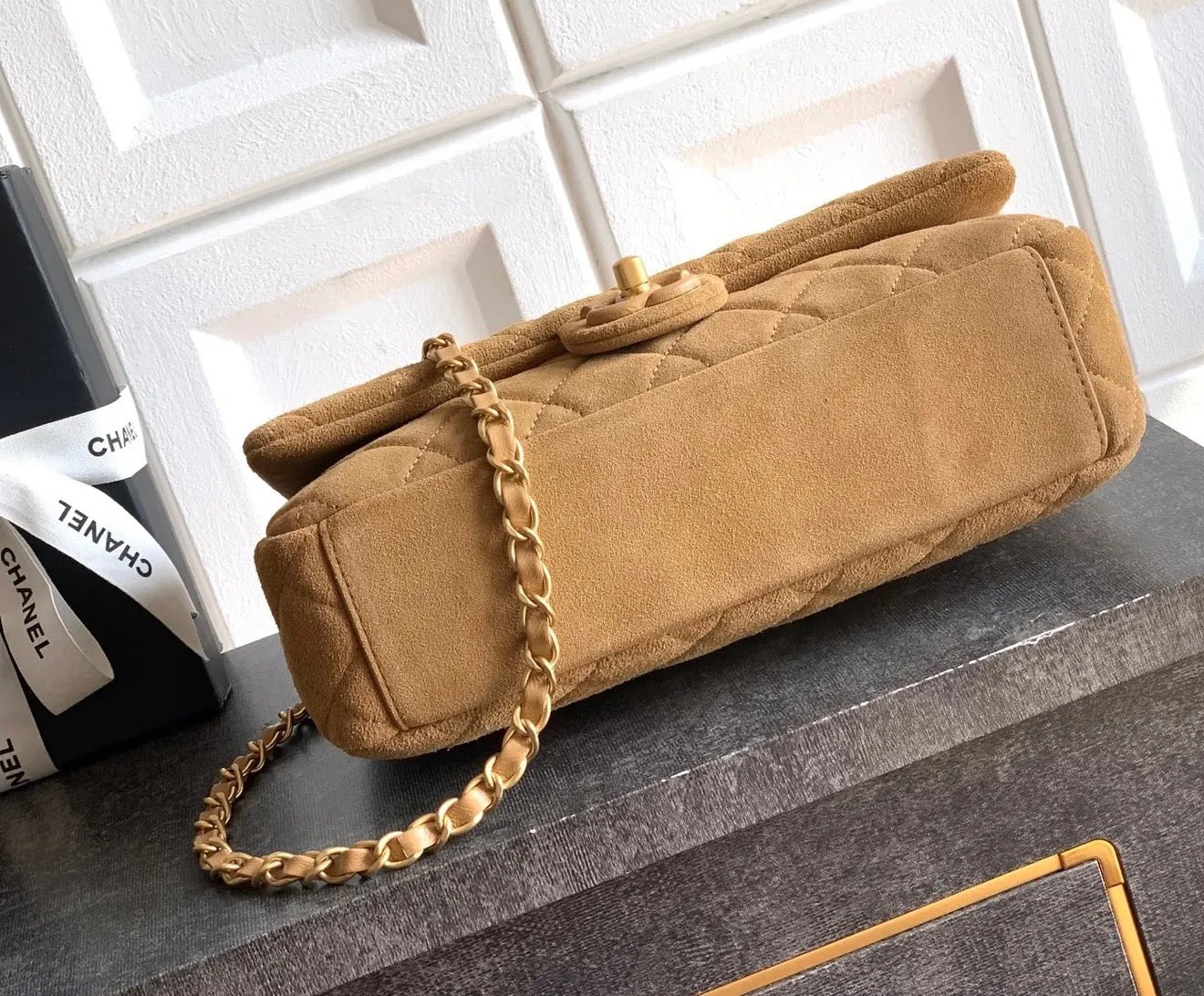 Suede Flap Bag