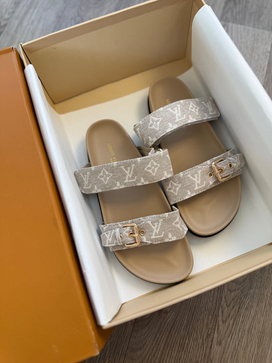 Beige denim sandals
