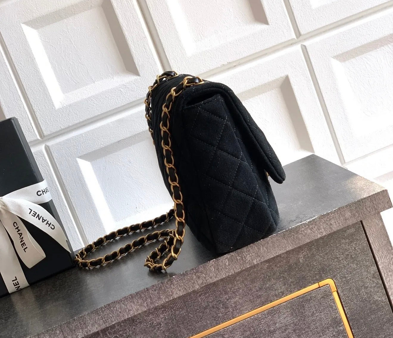 Suede Flap Bag