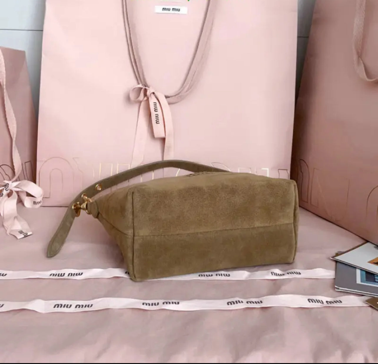 Suede Pouch Bag