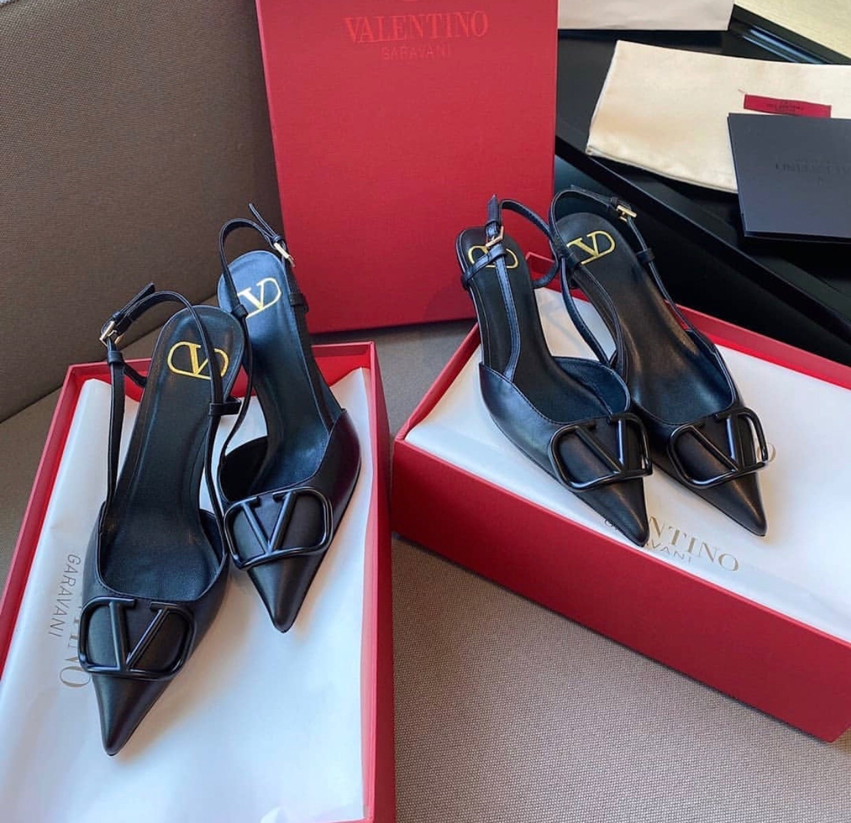 V Logo Slingback 4cm