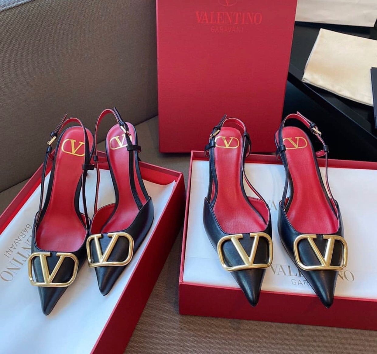 V Logo Slingback 4cm